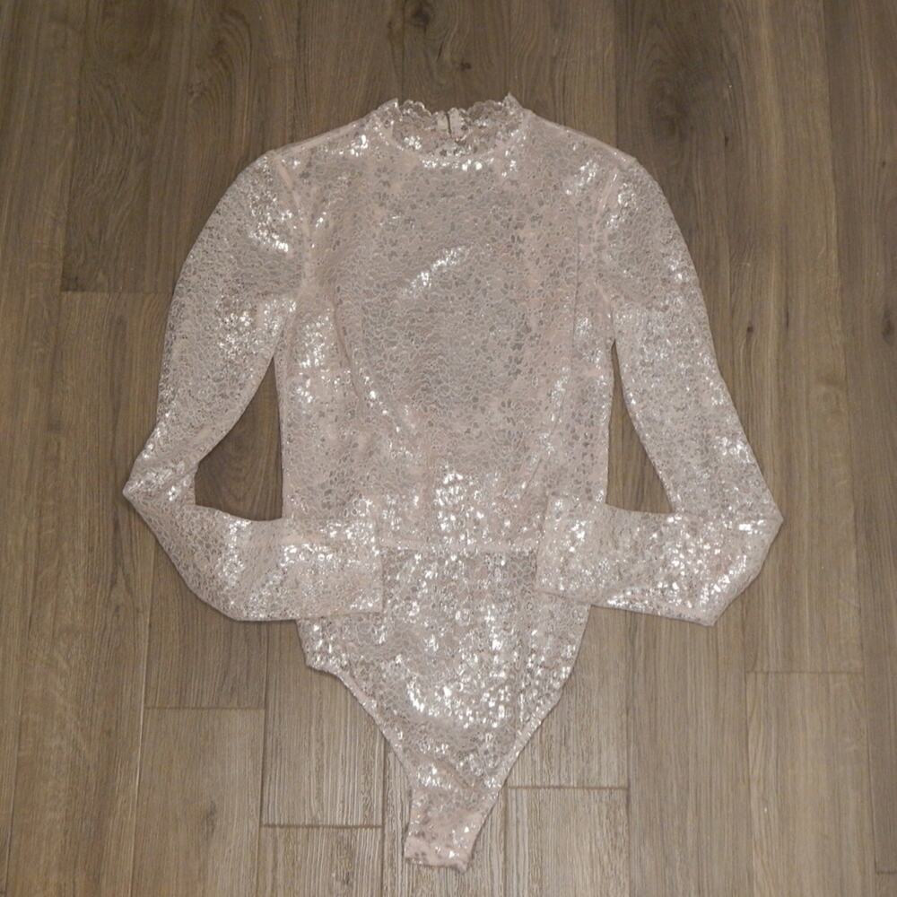 Victoria’s Secret Sparkle Lace Bodysuit Small